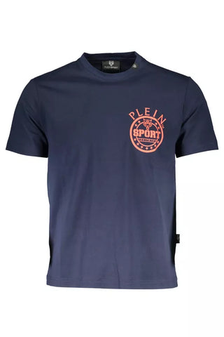 Plain Sport Blue Cotton Mens T-Shirt