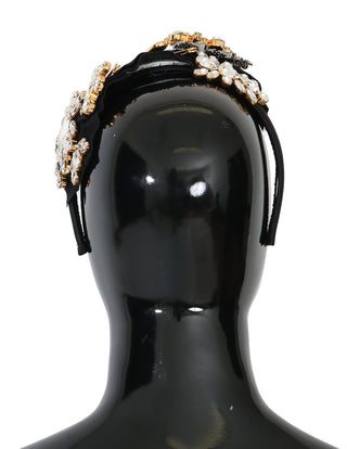 Dolce &amp; Gabbana Elegant Black Crystal Headband Diadem