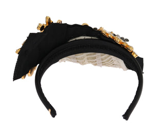 Dolce &amp; Gabbana Elegant Black Crystal Headband Diadem