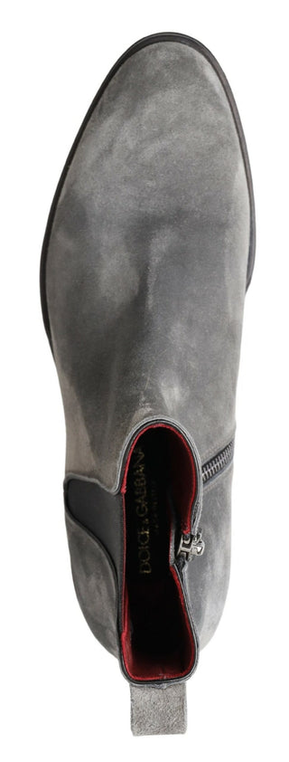 Dolce &amp; Gabbana Elegant Gray Chelsea Leather Boots