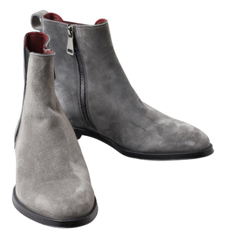 Dolce &amp; Gabbana Elegant Gray Chelsea Leather Boots