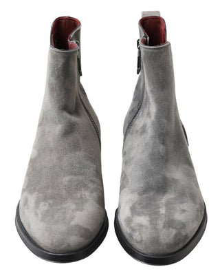 Dolce &amp; Gabbana Elegant Gray Chelsea Leather Boots