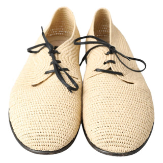 Dolce & Gabbana Chic Beige Derby Lace-Up Casual Men's Shoes