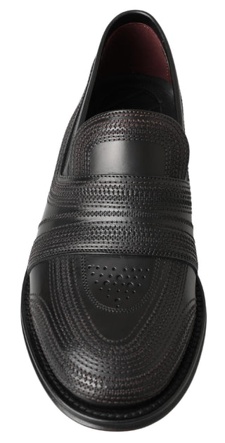 Dolce &amp; Gabbana Elegant Black Leather Slipper Loafers