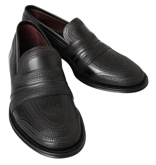 Dolce &amp; Gabbana Elegant Black Leather Slipper Loafers