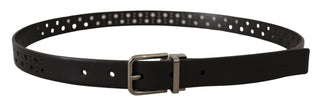 Dolce &amp; Gabbana Elegant Black Leather Belt with Metal Buckle