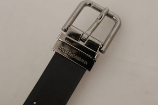 Dolce &amp; Gabbana Elegant Black Leather Belt with Metal Buckle