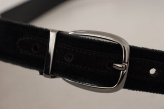 Dolce &amp; Gabbana Elegant Black Velvet Designer Belt