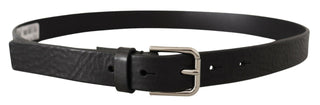 Dolce &amp; Gabbana Elegant Black Leather Belt with Metal Buckle