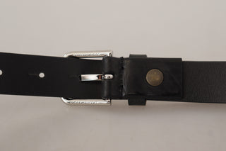 Dolce &amp; Gabbana Elegant Black Leather Belt with Metal Buckle