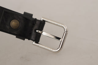 Dolce &amp; Gabbana Elegant Black Leather Belt with Metal Buckle