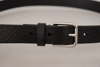 Dolce &amp; Gabbana Elegant Black Leather Belt with Metal Buckle