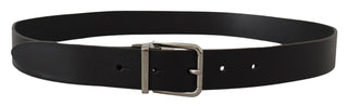 Dolce & Gabbana Elegant Black Leather Belt with Metal Buckle