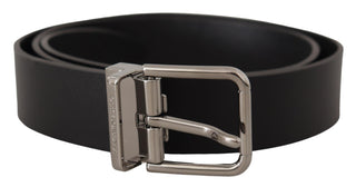 Dolce &amp; Gabbana Elegant Black Leather Belt with Metal Buckle