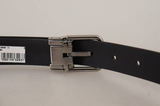 Dolce &amp; Gabbana Elegant Black Leather Belt with Metal Buckle