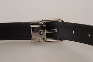 Dolce &amp; Gabbana Sleek Black Leather Belt with Metal Buckle