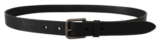 Dolce &amp; Gabbana Elegant Black Leather Belt with Metal Buckle