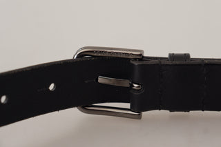 Dolce &amp; Gabbana Elegant Black Leather Belt with Metal Buckle