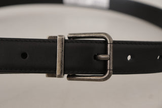 Dolce &amp; Gabbana Elegant Black Leather Belt with Metal Buckle