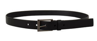 Dolce &amp; Gabbana Elegant Black Leather Belt with Metal Buckle