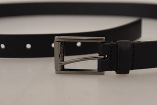 Dolce &amp; Gabbana Elegant Black Leather Belt with Metal Buckle