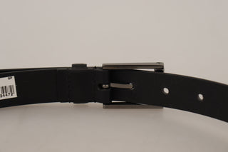 Dolce &amp; Gabbana Elegant Black Leather Belt with Metal Buckle