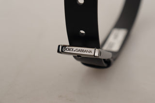 Dolce &amp; Gabbana Elegant Black Leather Belt with Metal Buckle