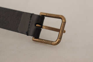 Dolce &amp; Gabbana Elegant Black Leather Belt with Metal Buckle