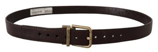 Dolce &amp; Gabbana Elegant Leather Belt with Engraved Buckle