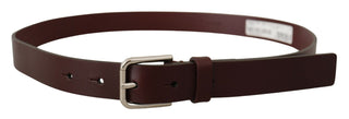 Dolce &amp; Gabbana Maroon Luxe Leather Belt with Metal Buckle