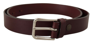 Dolce &amp; Gabbana Maroon Luxe Leather Belt with Metal Buckle