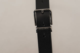 Dolce &amp; Gabbana Elegant Black Leather Belt with Metal Buckle