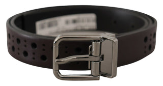 Dolce &amp; Gabbana Elegant Dark Purple Leather Belt