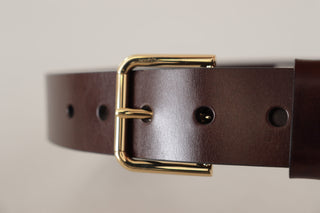 Dolce &amp; Gabbana Elegant Black Leather Belt with Metal Buckle