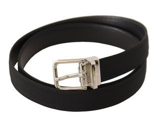 Dolce &amp; Gabbana Elegant Black Canvas and Leather Belt