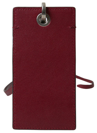 Dolce &amp; Gabbana Elegant Red Leather Cardholder with Lanyard