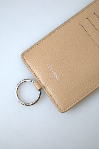 Dolce &amp; Gabbana Elegant Beige Leather Cardholder Wallet