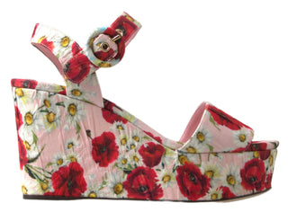 Dolce &amp; Gabbana Floral Ankle Strap Wedge Sandals