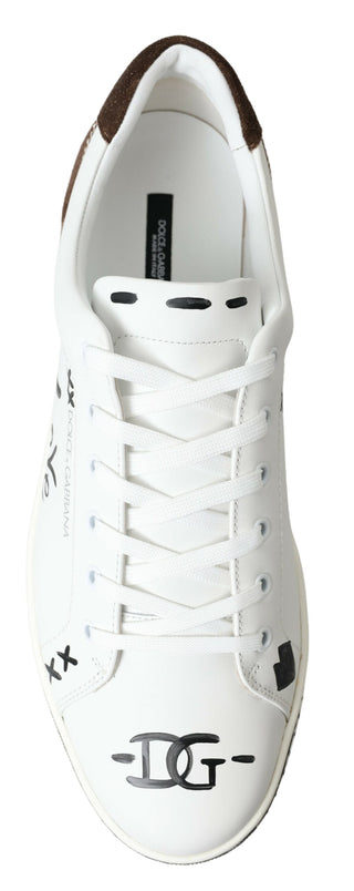 Dolce &amp; Gabbana Sleek White Leather Casual Sneakers