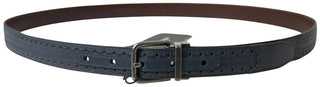 Dolce &amp; Gabbana Elegant Blue Leather Belt with Metal Buckle