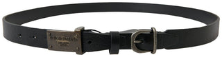 Dolce &amp; Gabbana Elegant Black Leather Belt - Metal Buckle Closure