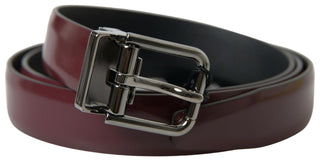 Dolce &amp; Gabbana Elegant Bordeaux Leather Belt with Metal Buckle