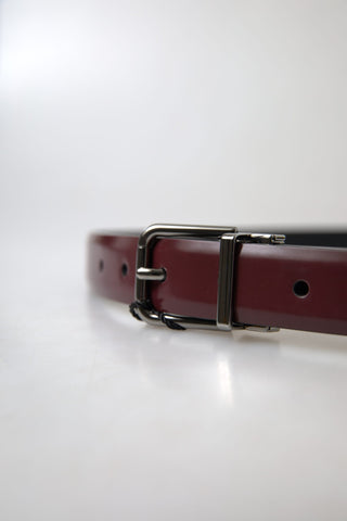 Dolce &amp; Gabbana Elegant Bordeaux Leather Belt with Metal Buckle