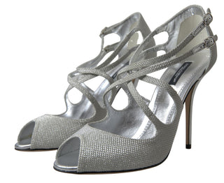 Dolce & Gabbana Elegant Shimmering Silver High-Heeled Sandals