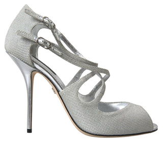 Dolce &amp; Gabbana Elegant Shimmering Silver High-Heeled Sandals