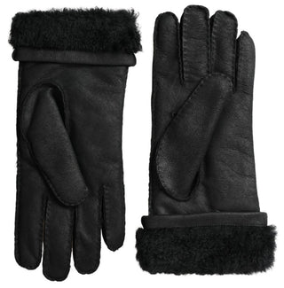 Dolce &amp; Gabbana Elegant Black Leather Winter Gloves