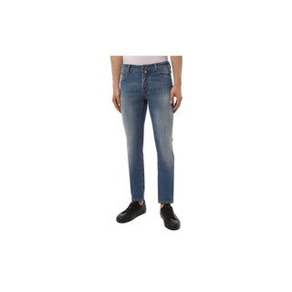 Jacob Cohen Blue Cotton Men Jeans with Stretch Fit and Embroidered Detail