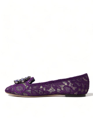 Dolce &amp; Gabbana Elegant Floral Lace Vally Flat Shoes