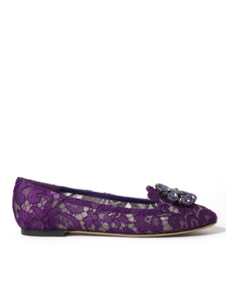 Dolce &amp; Gabbana Elegant Floral Lace Vally Flat Shoes