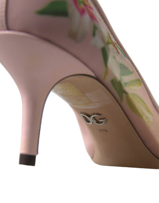 Dolce &amp; Gabbana Elegant Pink Floral Crystal Pumps